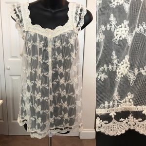 Sheer Embroidered Floral Blouse (M)